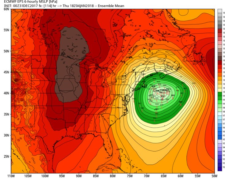 This is likely going to be one monster of a storm later this week. Seeing ensemble members between 950-970mb with an ensemble mean of 982mb is absolutely impressive for a 5 day lead time.