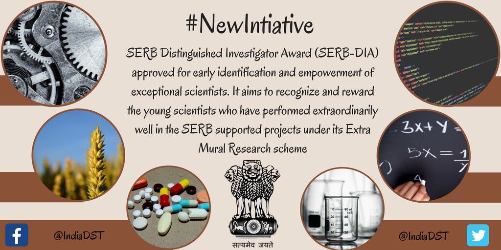 drharshvardhan's tweet photo. .@serbonline ‘s Distinguished Investigator #award is a new #initiative undertaken by @IndiaDST recognizes young #scientists who have performed exceptionally under extra mural #research schemes | #Yearender2017 #MoSTESin2017 #DST2017 https://t.co/PlikhKxPbi