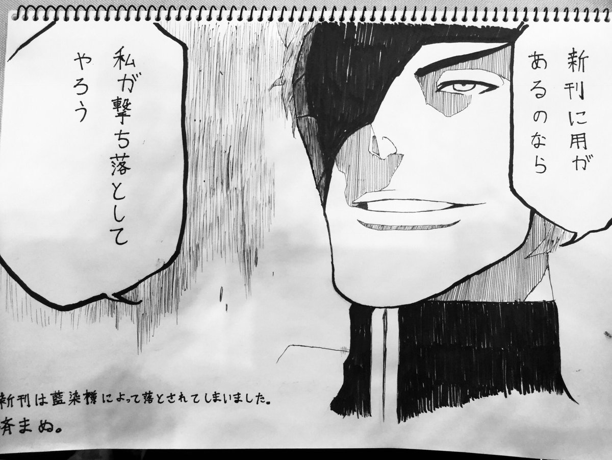 あと関係ないけどこれは冬コミで新刊を落とした詫びにと描いて持ってったら思いのほか好評だった藍染様 