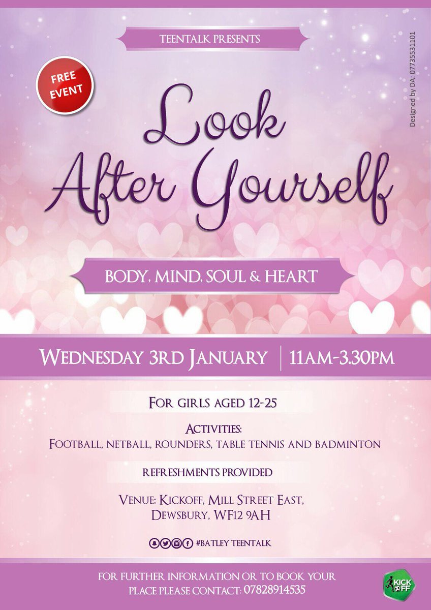 batleyteentalk's tweet photo. Free sports for girls 12-25 yrs book in advance, contact 07828914535 guests @KickoffDews include @ChartKirklees with drugs &amp; alcohol awareness info #lookafteryourbody and @DailyNaseeha #lookafteryourmind BIG THANKYOU TO ALL THE INDIVIDUALS COVERING THE COSTS #communityspirit https://t.co/AU2yRVx6JS