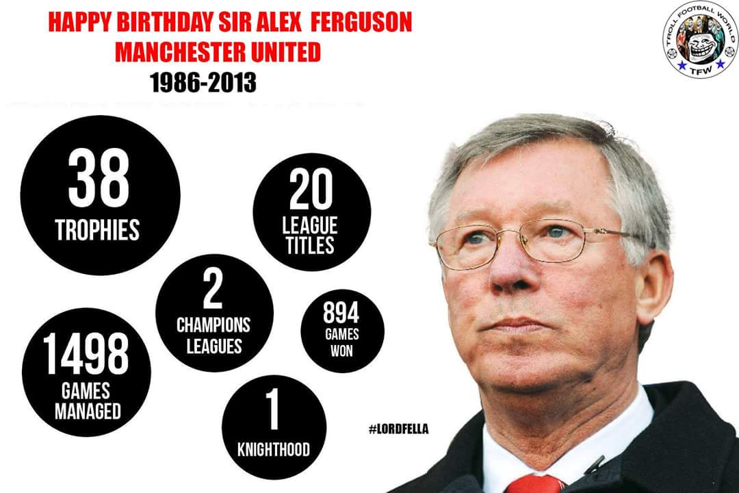 AntonySmithSag1's tweet photo. Happy Birthday Sir Alex Ferguson 
NOT ONE OF THE BEST, ONLY THE BEST IN THE WORLD 
#birthday #mufc #ggmu #manchesterunited #ManUtd https://t.co/937zt3krzM