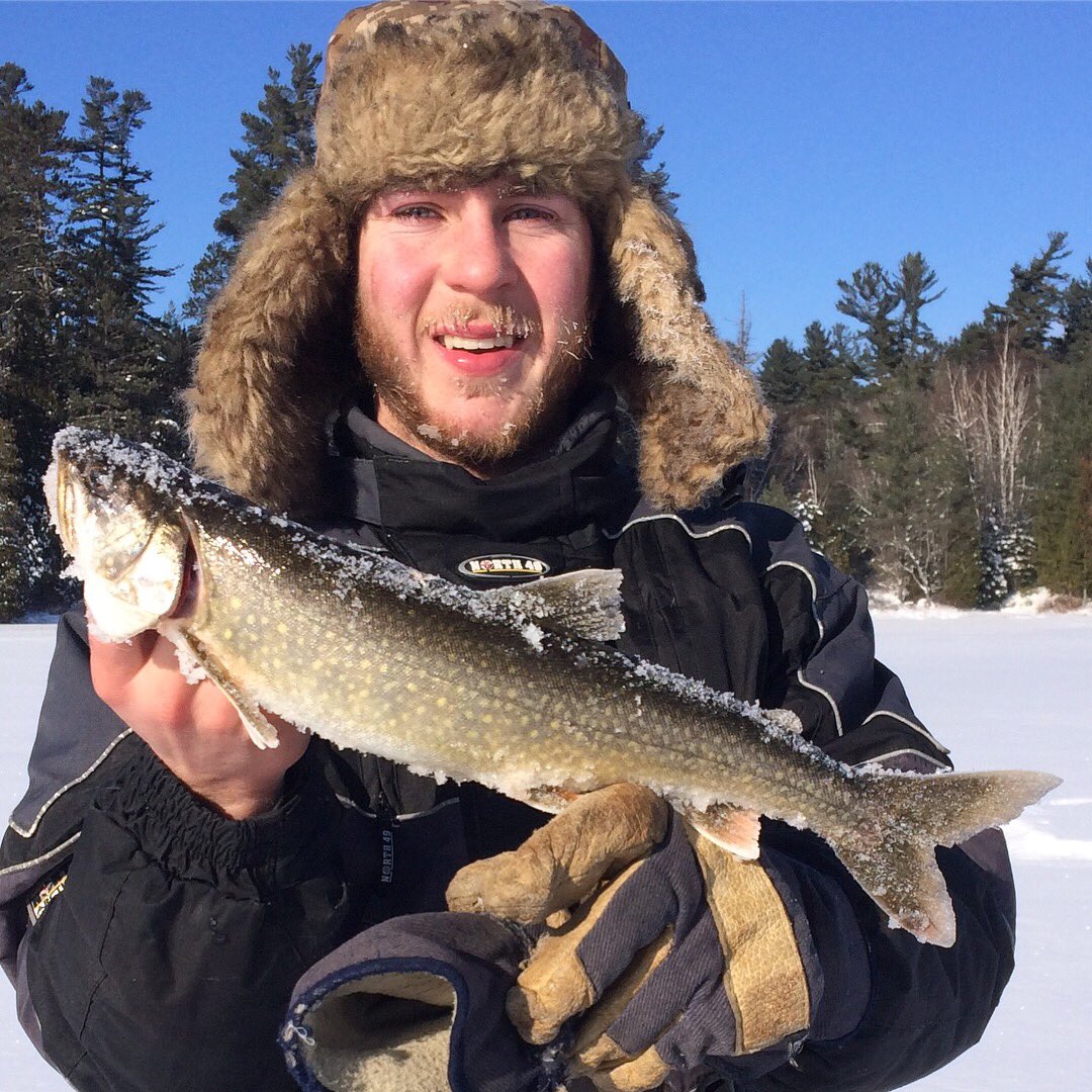 tabertackle's tweet image. A customer sent me his catch of the day with the lures he got from tabernacletackle.com he says “My favorite lure for lakers is the Williams Wabler!”
Him and his cousin had a beautiful sunny day out on the frozen water!