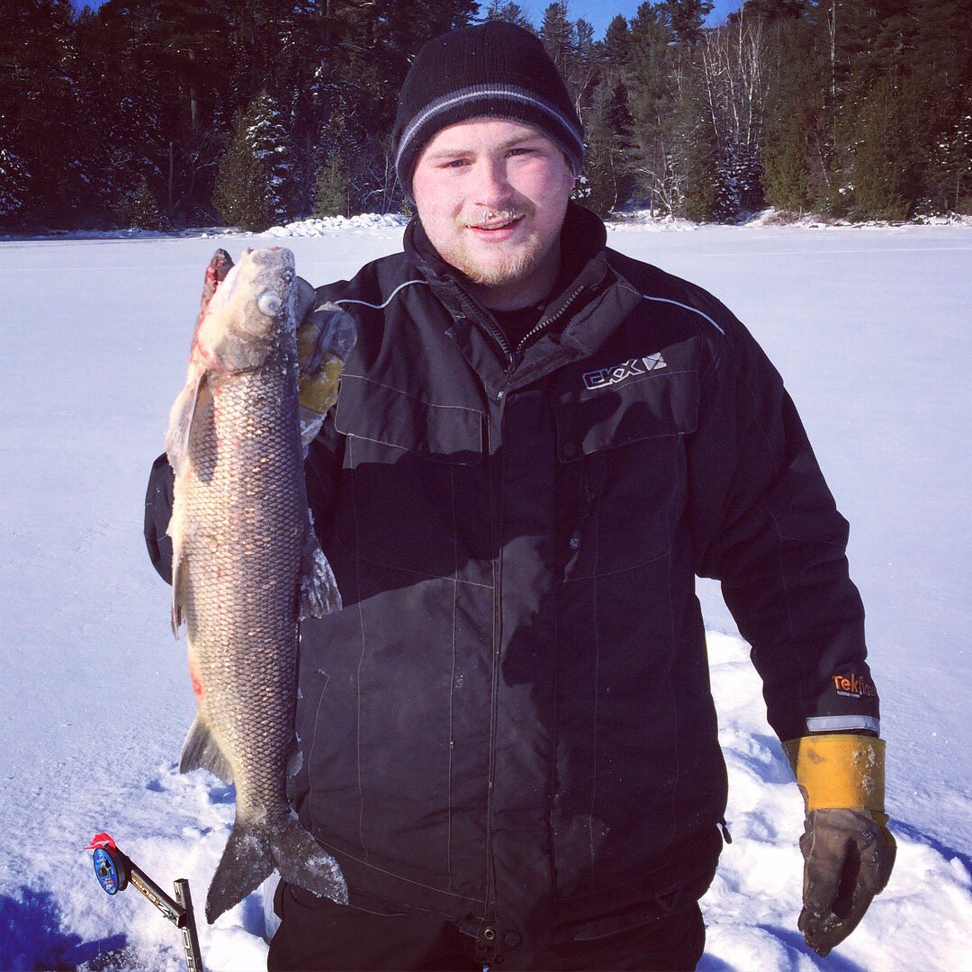 tabertackle's tweet image. A customer sent me his catch of the day with the lures he got from tabernacletackle.com he says “My favorite lure for lakers is the Williams Wabler!”
Him and his cousin had a beautiful sunny day out on the frozen water!