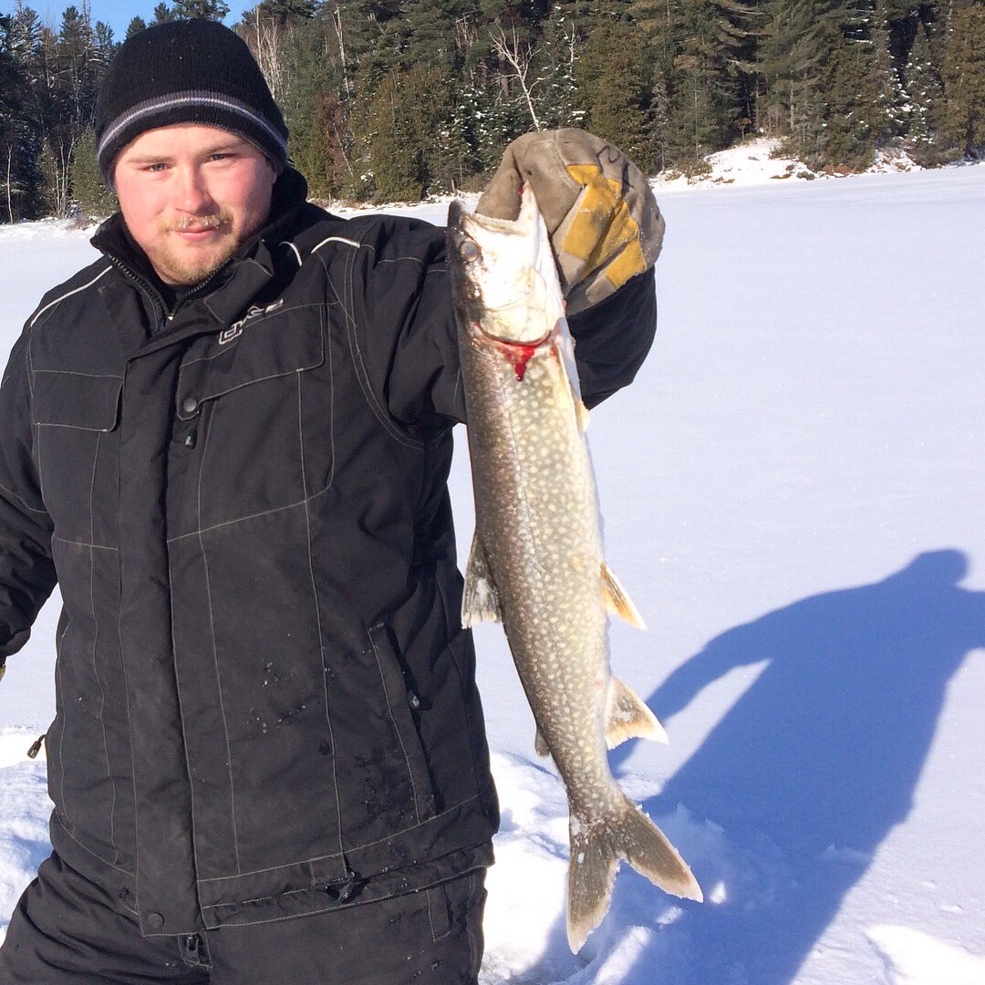 tabertackle's tweet image. A customer sent me his catch of the day with the lures he got from tabernacletackle.com he says “My favorite lure for lakers is the Williams Wabler!”
Him and his cousin had a beautiful sunny day out on the frozen water!