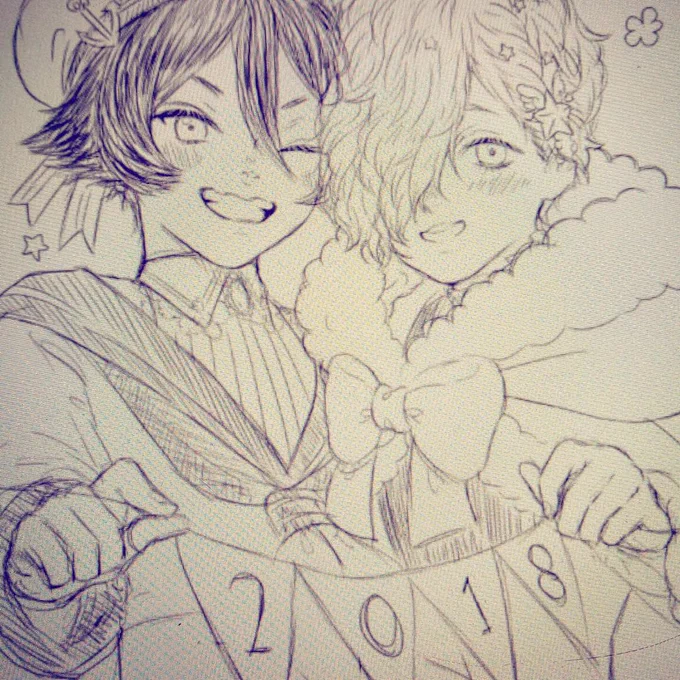 Obligatory new year sketch...!
⚓??? Ft. Basil &amp; Lucius! 
