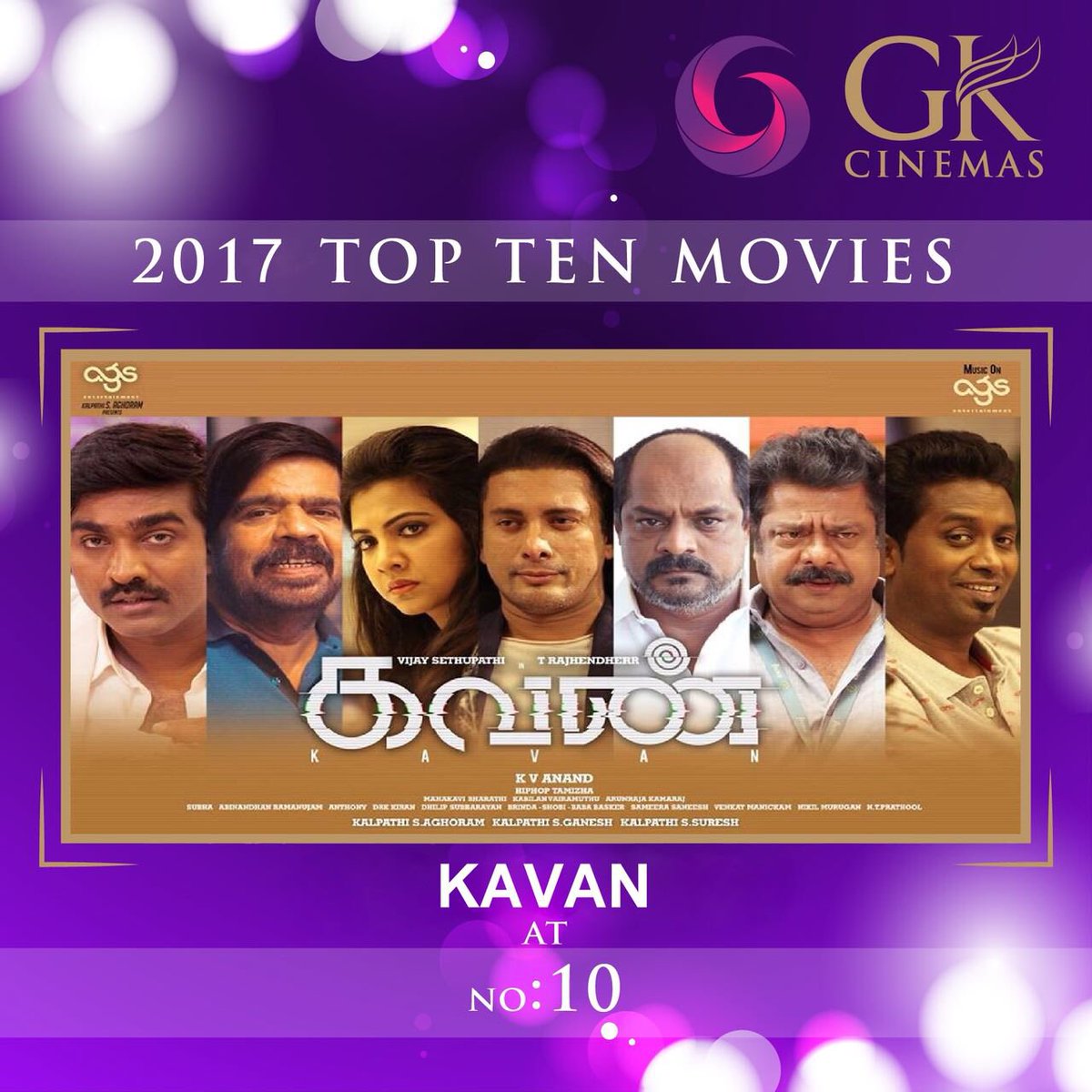 GKcinemas's tweet photo. #GKcinemastop10 for 2017 we have @archanakalpathi production #Kavan at 10th place!! https://t.co/Y8n9QDyUbj