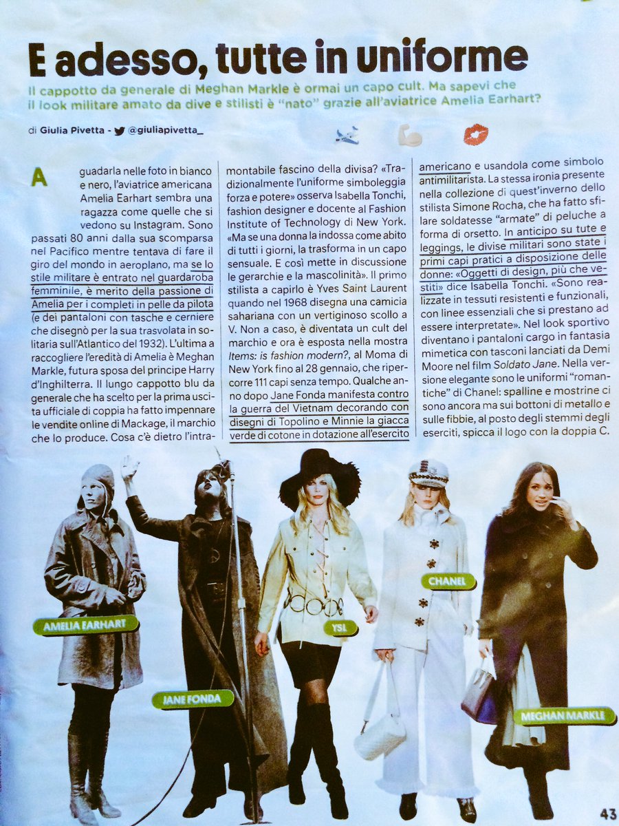 giuliapivetta_'s tweet photo. In questo numero di @DonnaModerna chiudiamo l’anno parlando del look militare di Meghan Markle e della forza di un’uniforme https://t.co/Yuew3tPKBw