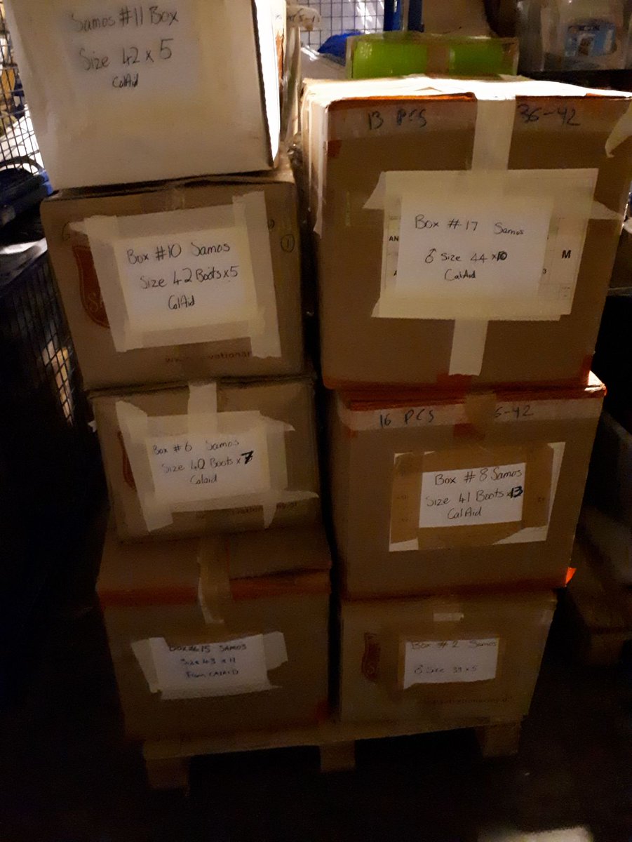 JoinCalAid's tweet photo. Samos Volunteers support displaced people living in on Samos, by identifying needs and sustaining informal educational activities and recreational projects for both children and adults. They received pallets of nappies, hygiene and mens clothes from us!
https://t.co/4J6S5XmY5j https://t.co/GsBfyLXkdw