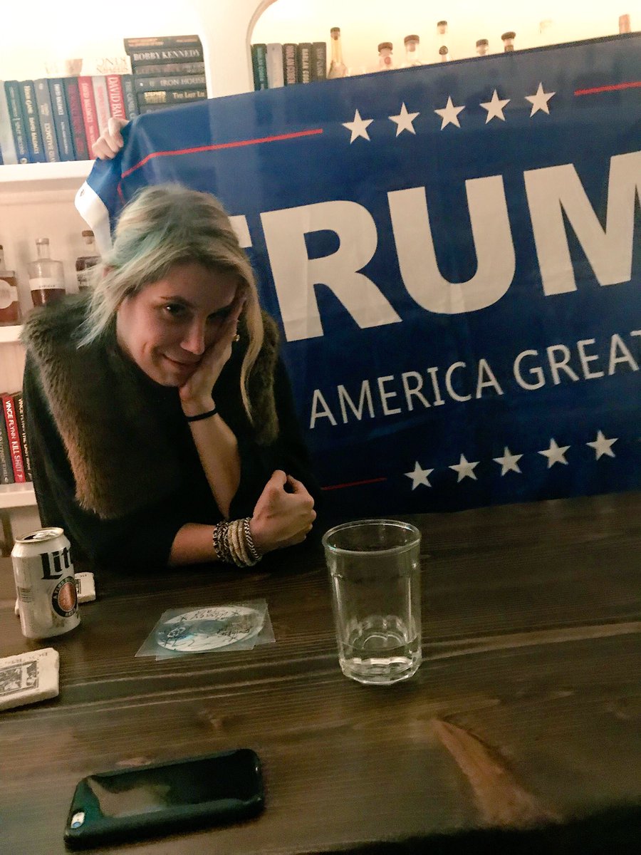 McDeirdre_'s tweet photo. Never could’ve imagined that I’d be this embarrassed to stand next to a flag with the president of the United States name on it. But here I am #2017inanutshell 🙄 https://t.co/EVOTZSU7uJ
