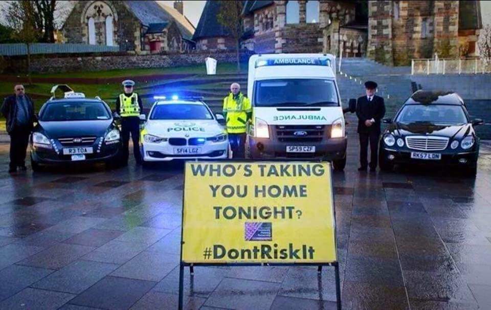 Happy New Year everyone. Remember we operate all year round 24/7 365 so don't take this risk please be safe when travelling home. Give us a call if you need a taxi on 354321.
