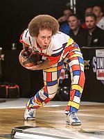 WhatsInaPodcast's tweet photo. Saw the @pbaconnect World Series of Bowling and thought I saw a ghost. But it wasn’t Bob Ross, it was #afrofish Kyle Troup. https://t.co/ahQvDU46EQ