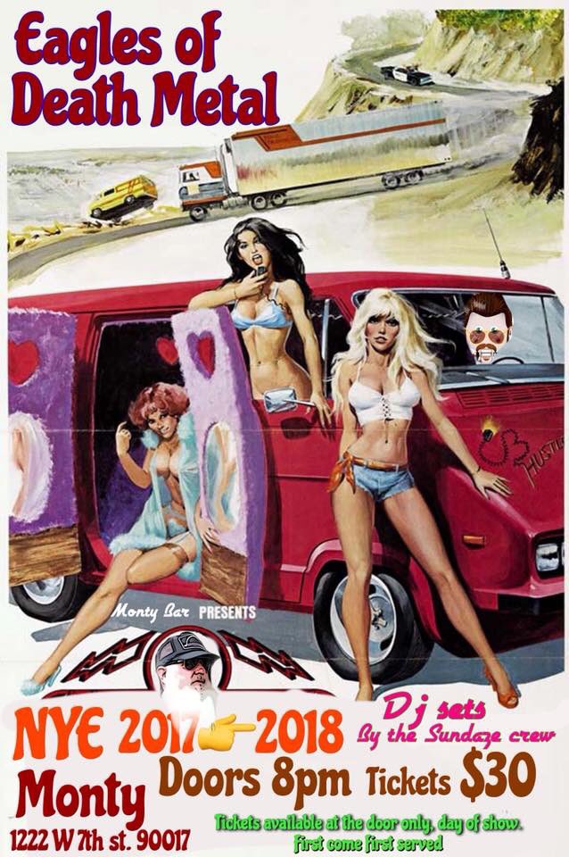 Surprise, we’re joining the party tonight to open for <a href="/EODMofficial/">EaglesOfDeathMetal</a> at <a href="/themontybar/">Monty Bar</a> in DTLA. Happy new year!