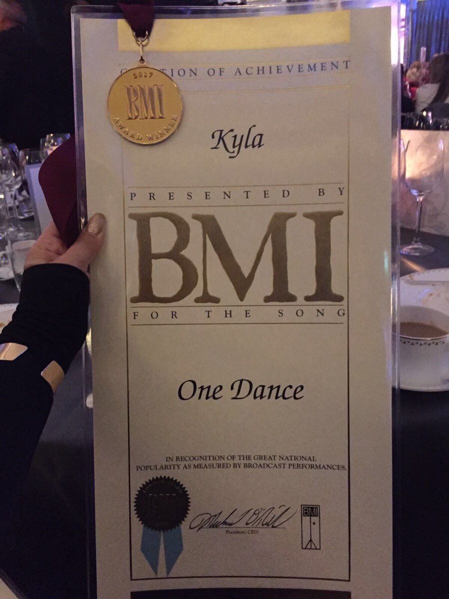 Like Kyla, Wizkid was presented with a BMI Award for his contribution to Drake’s “One Dance” as a writer.