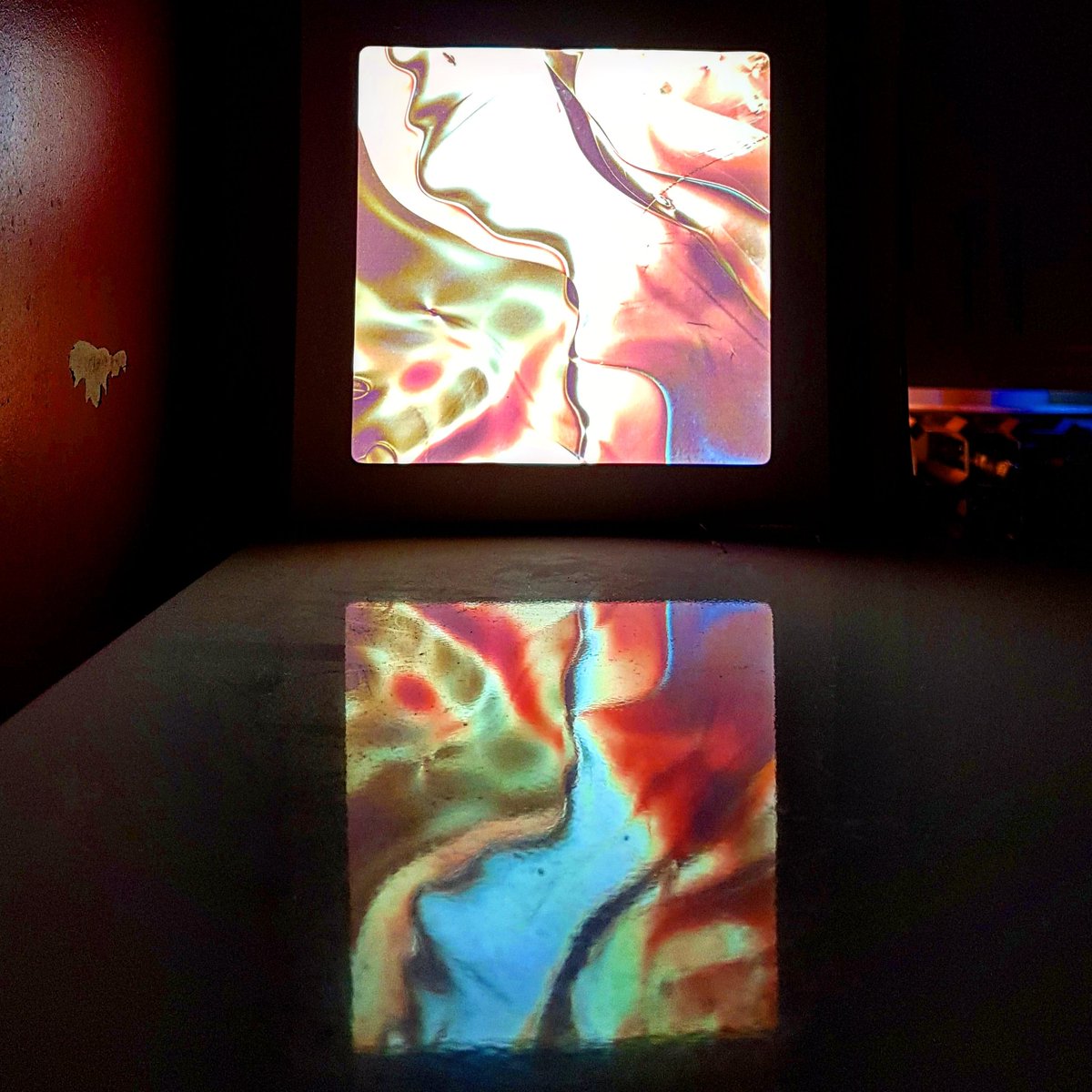 peelmrs's tweet image. Beautiful #clockopera Venn album artwork light (a Christmas pressie for @PeelMr) looking awesome in the kitchen at Peel Towers. All we need now is a party! 🎉