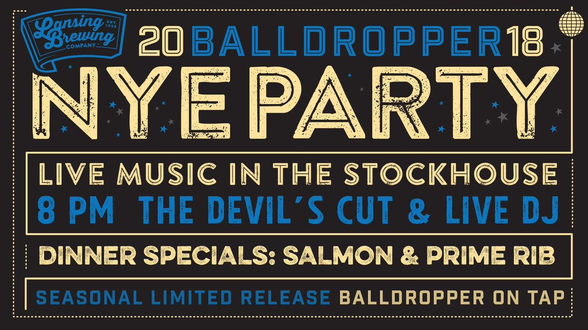 LansingBrews's tweet photo. Tonight's the night. Come ring in the new year right with us! No cover, just fun. #LansingBrews #Balldropper https://t.co/IBizi5KHLO