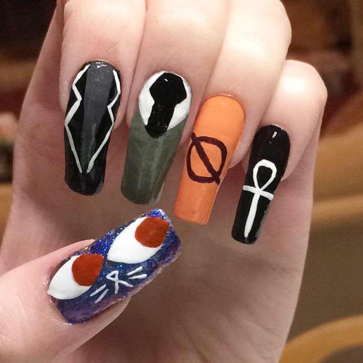 Trisarahtops187's tweet photo. Nail art fan art; hope you enjoy! 
@NightInTheWoods @bombsfall https://t.co/eiQ6Bel9I1