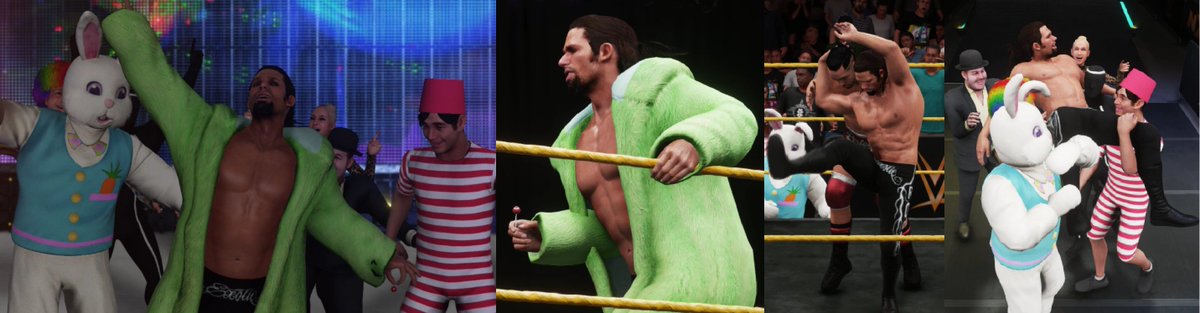 WWEAznBlusuazn's tweet photo. All Aboard The #PartyExpress!  @RealKrugar and his #Rosebuds return to @WWEgames #WWE2K18 as well as his #NXT persona #LeoKruger!  Available now for download!  #WWE2kCreations #AdamRose https://t.co/3qJuk6z8fs