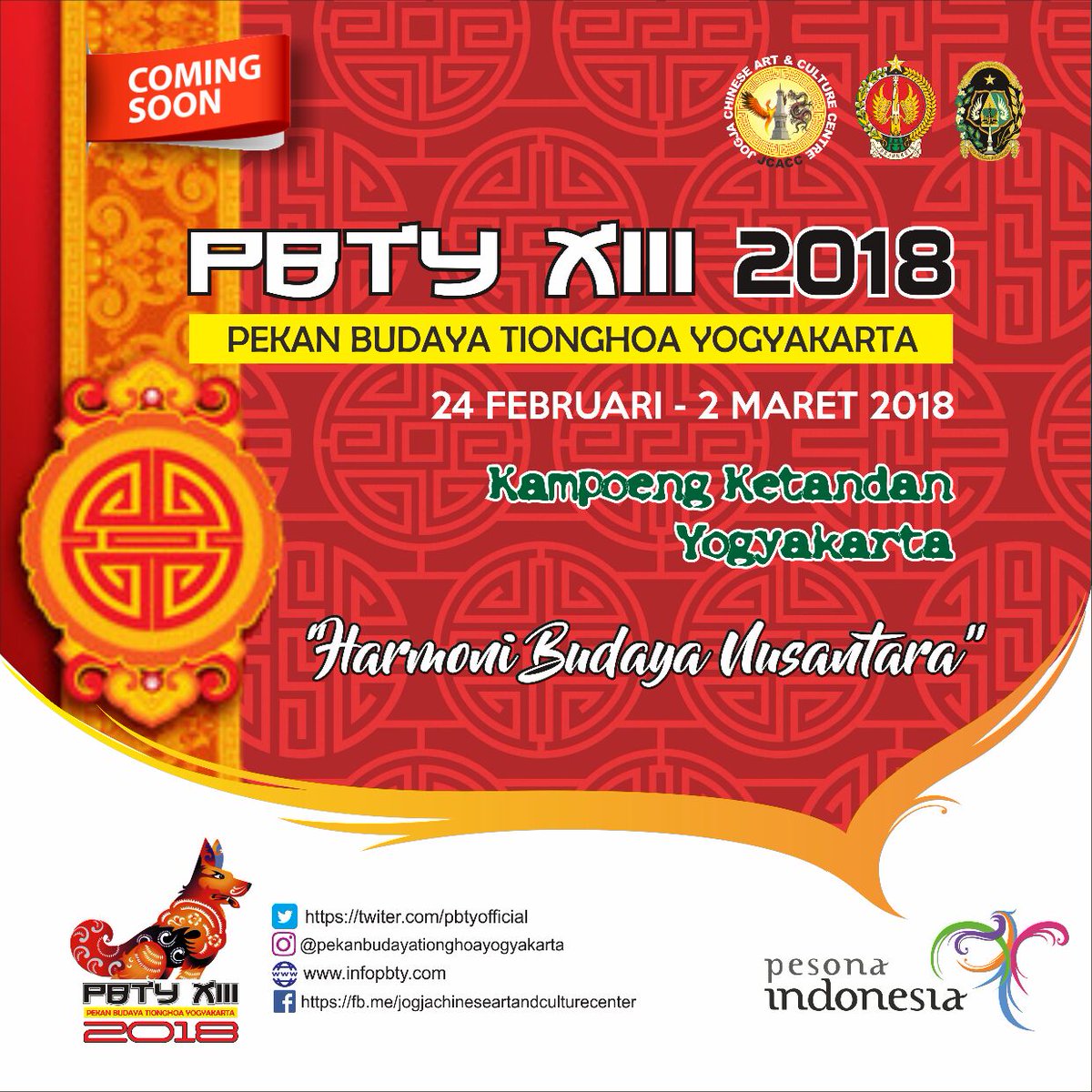 infojogja's tweet photo. #event | @TionghoaJogja: Hai guys, PBTY hadir lagi lho...
@PBTYofficial
https://t.co/Me5MDN5tjd
#PBTY
#PBTY2018
#PekanBudayaTionghoaYogyakarta
https://t.co/nxh4lFuO8g