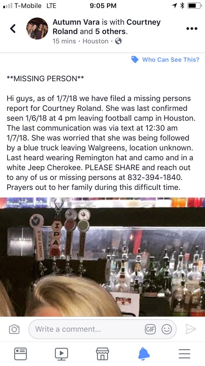 ALERT Rivals reporter Courtney Roland hasn't been seen since 410PM