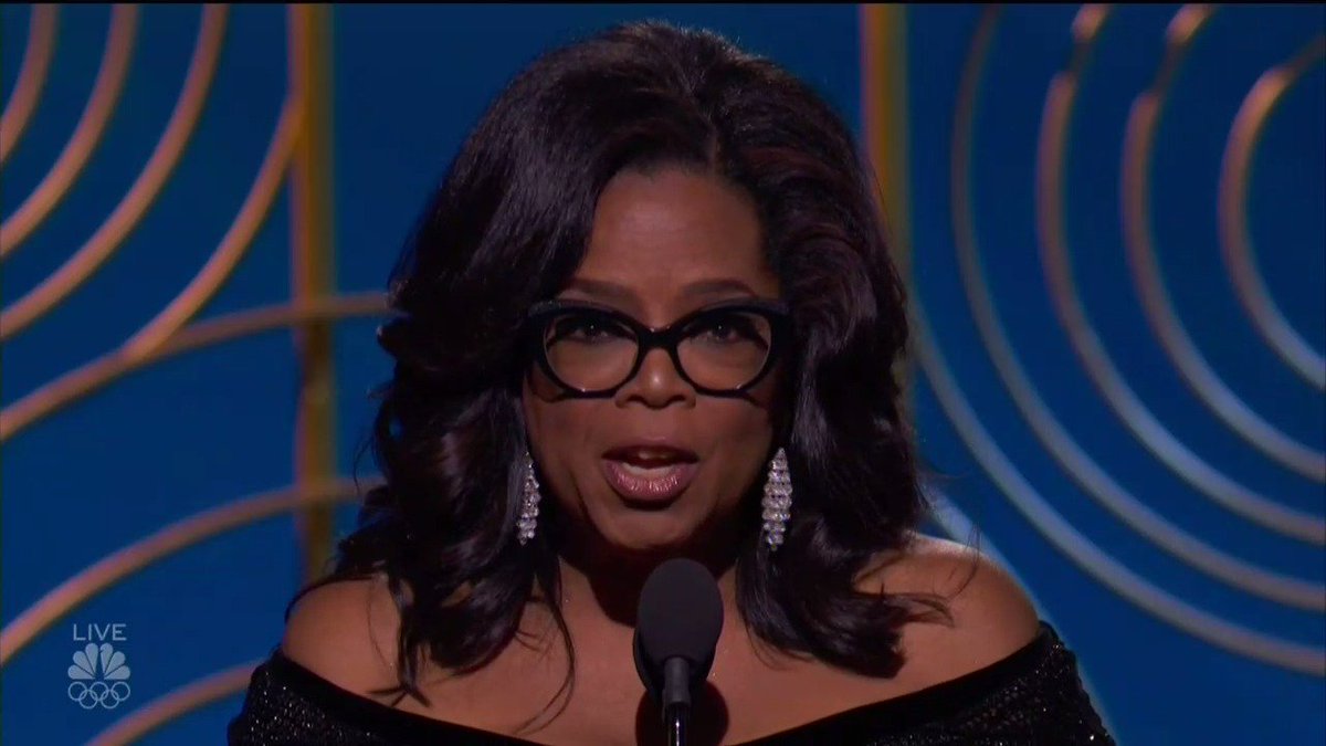 "For too long, women have not been heard or believed if they dare speak the truth to the power of those men. But their time is up" — Oprah