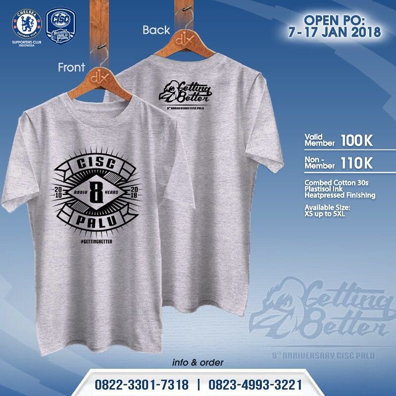Open P.O
Tshirt anniversary CISCpalu 8th
07 - 17 Januari 2018
Member 100k
Non member 110k
Pemesanan Bisa langsung hubungi kontak person, 

Taju  082233017318
Iki    082349933221

#CISCpalu
#Getting8etter