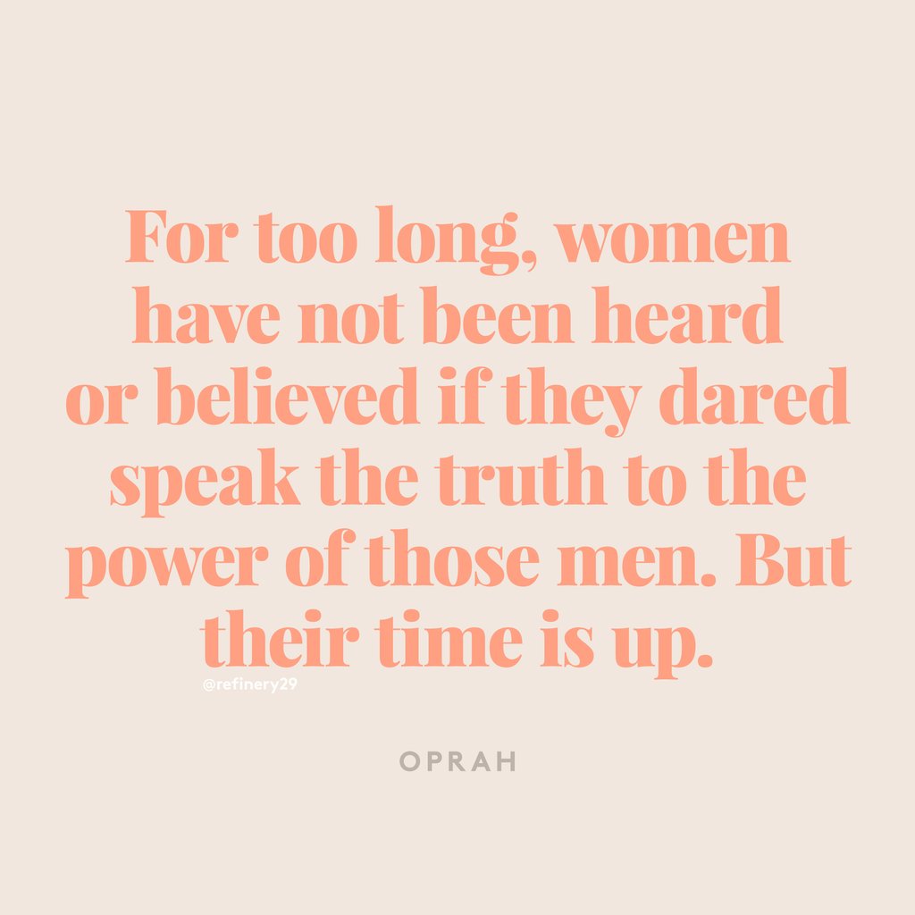 Refinery29's tweet photo. More words of wisdom from @Oprah please? #TIMESUP #goldenglobes https://t.co/3l9pogVmUr