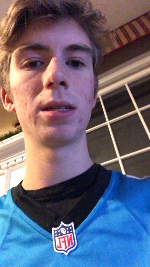 timshermer2's tweet photo. DAY SEVEN: tim reppin the panthers, sadly they got smacked https://t.co/JXG5mYnL6c