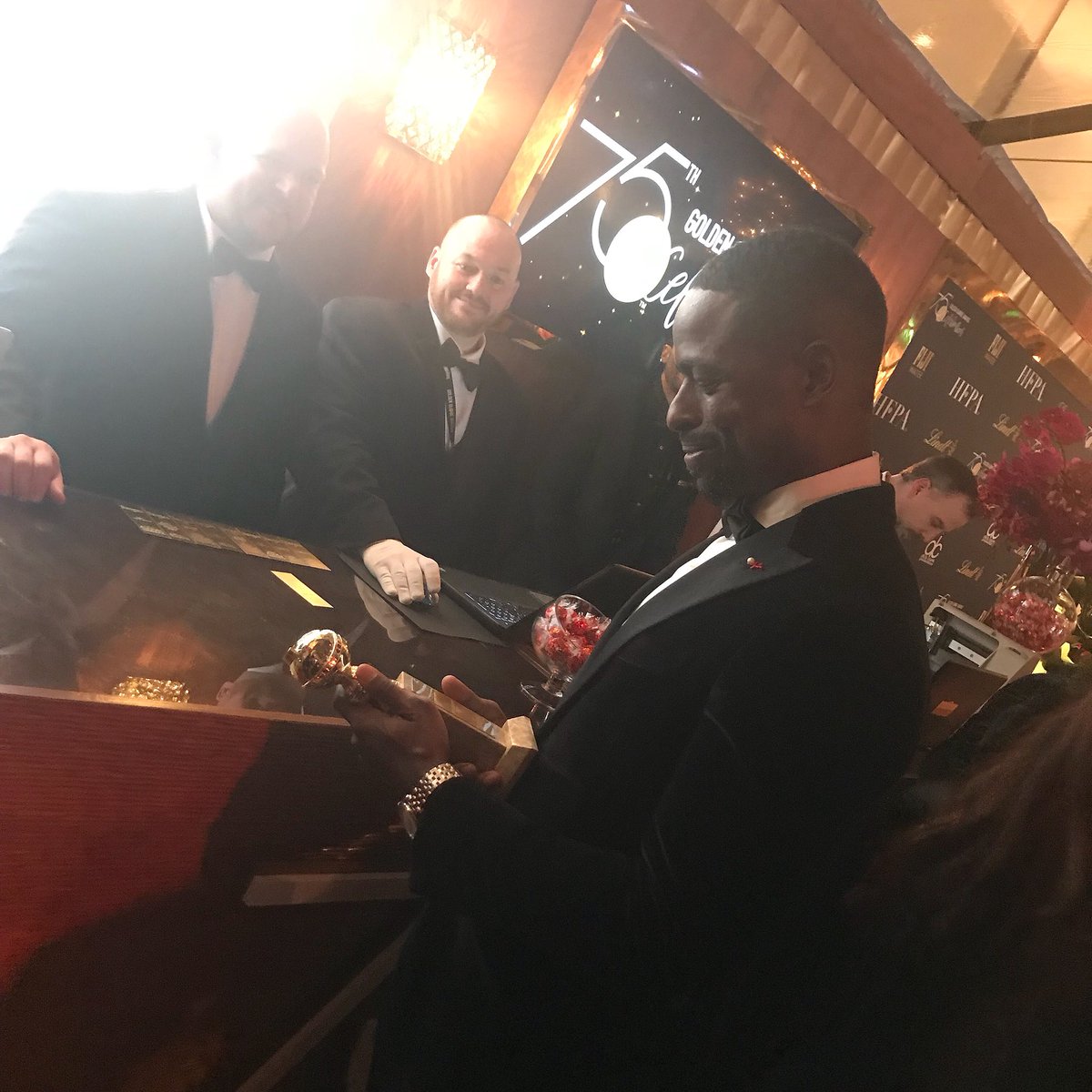 Sterling K Brown at the engraving station #goldenglobes