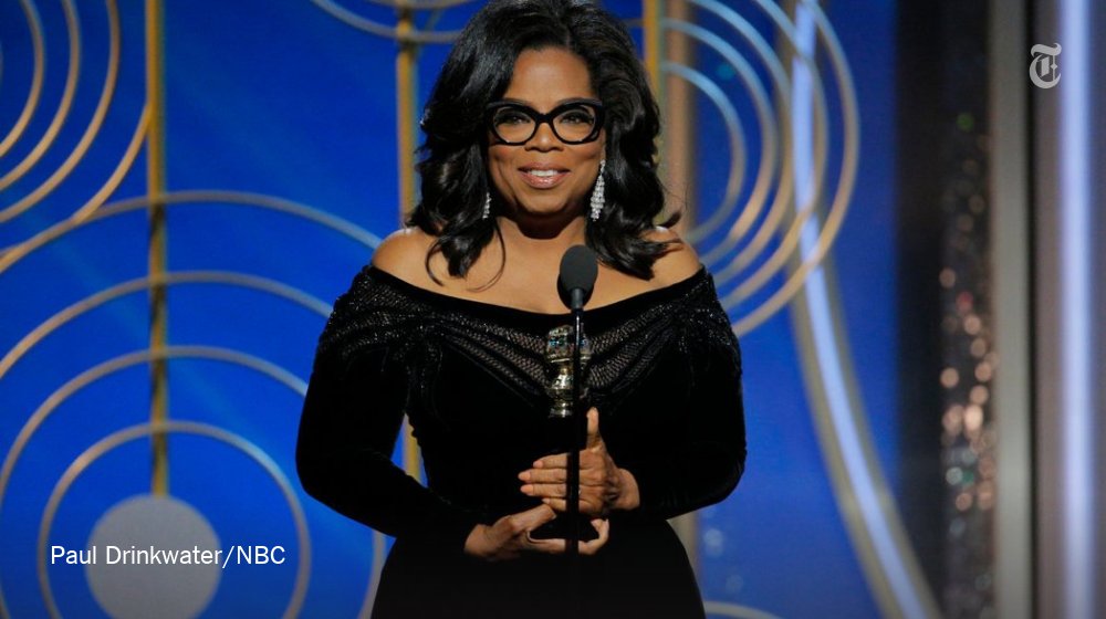 nytimes's tweet photo. A full transcript of Oprah Winfrey's Golden Globes speech: https://t.co/Tvmp3xJDpO https://t.co/84WdtTcWnq