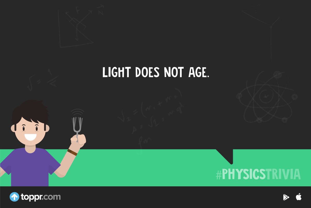 myToppr's tweet photo. Does that mean light is immortal?
#PhysicsTrivia #ScienceFact #FunFacts #PhysicsFacts https://t.co/pBakgMdy3I