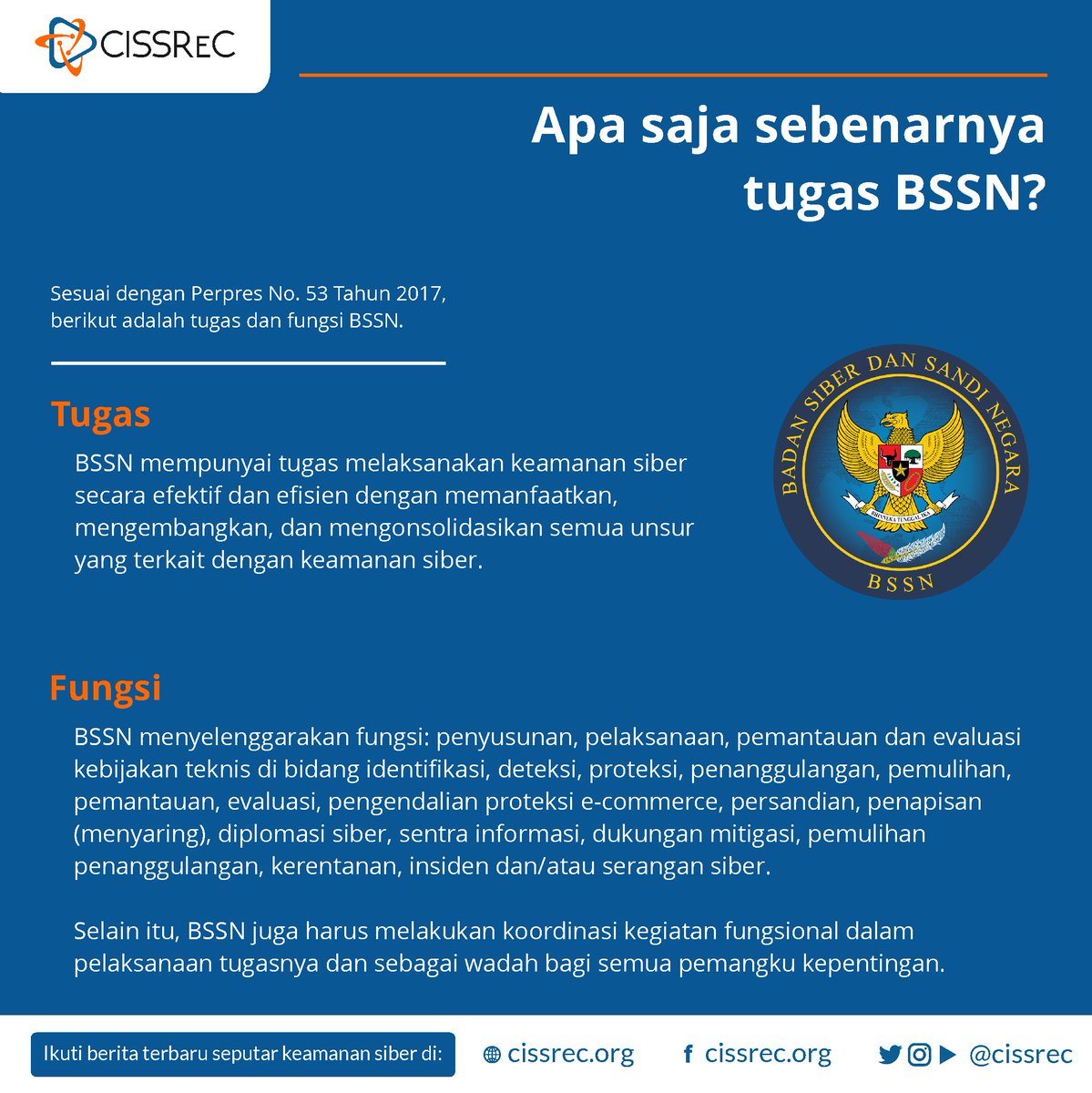 O Xrhsths Cissrec Sto Twitter Belakangan Sangat Ramai Orang Membicarakan Tugas Bssn Terkait Hoax Dan Media Sosial Tapi Sebenarnya Apa Tugas Dan Fungsi Bssn Sesuai Dengan Perpres Yang Berlaku Https T Co 56iyamhok5