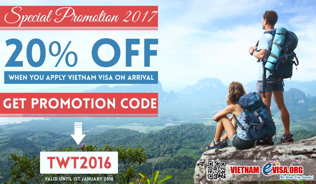 VNEvisaOrg's tweet image. SAVE 20% OFF TO GET VIETNAM VISA - USE CODE: TWT2016 at: vietnam-evisa.org/apply-visa.html (SAVING MORE WHEN APPLY MORE)
It's very simple, fast, safe, reliable. Money back guarantee if decline.
#vietnam,#vietnamvisa,#promotioncode, #vietnamvisaonarrival, #visaonarrival