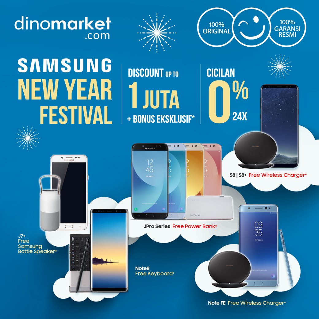 DINOMARKET's tweet photo. DISKON Hingga 1 Juta! Samsung New Year Festival. Banjir bonus loh. Yuk beli sekarang, sebelum promonya berakhir. ASLI dan BERGARANSI RESMI. Yuk pilih samsung smartphone favorit kamu. Klik https://t.co/0EcNcdYXO5
#Note8 #galaxyS8 #J5pro #J7pro #J7plus #GalaxyJ7plus #GalaxyJ7Pro https://t.co/pu9PREjB4y