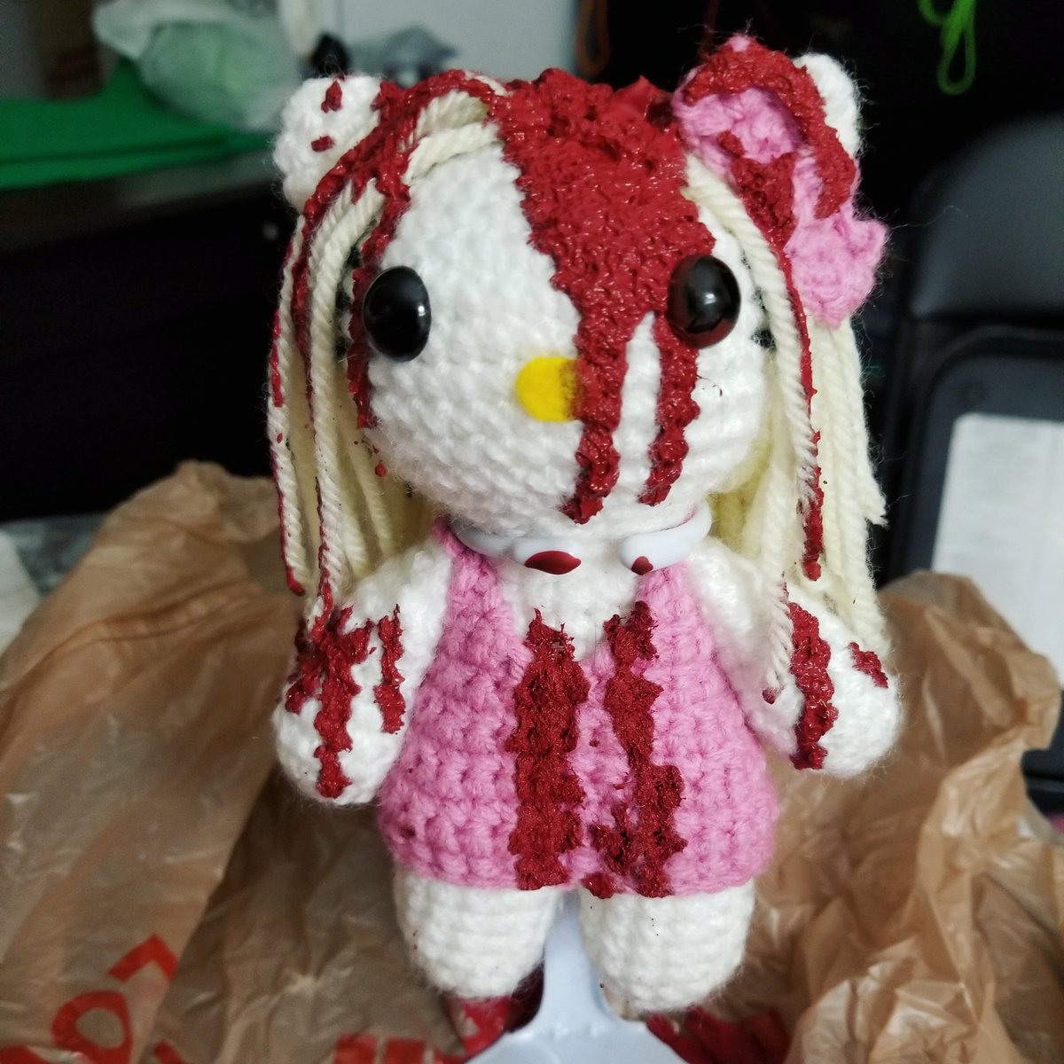 MorbidCuties's tweet photo. In progress! Hello Carrie! 
#horror #Carrie #HelloKitty https://t.co/YWNTm74hQ1