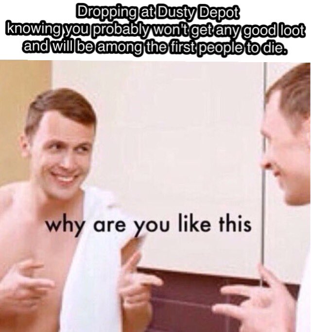 thefortnitememe's tweet image. I'm always questioning my choice of landing zone.