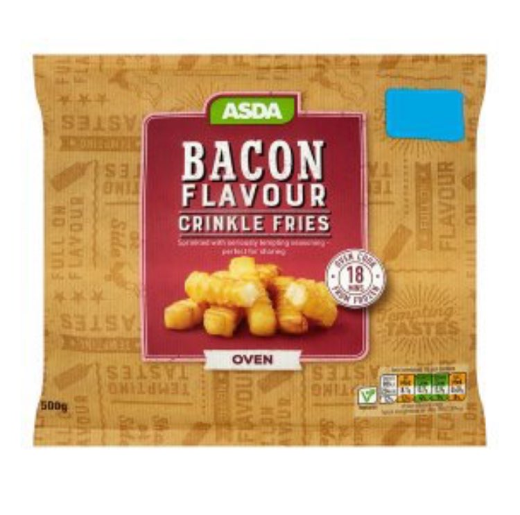 Normal chips are predominantly vegan but these surprised me! Asda bacon flavour crinkle fries and McCain cheese flavour wedges 