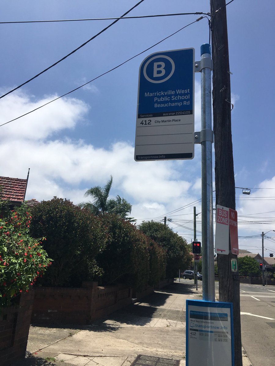 AlboMP's tweet photo. In preparation for Inner west bus privatisation the NSW Govt are closing bus stops - near Marrickville West PS they have closed the stop that actually has a bus shelter and left the stop with a (wrong) signpost #genius https://t.co/aZ13UwKeHV