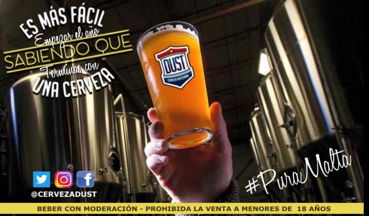 cervezadust's tweet photo. 📣 Es más fácil empezar el año, sabiendo que terminas con una CERVEZA 🍺

Muchas felicidades y todos los éxitos para el 2018!!!

Es el deseo, de todos los que hacemos DUST Cerveza Artesanal #PuraMalta 🎊🍻 🥂 🎉 📆 https://t.co/6dEKNZUbAO
