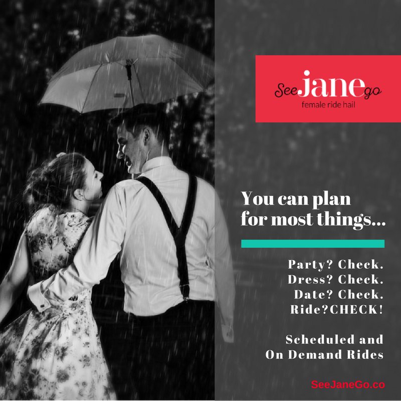 SeeJaneGoInc's tweet photo. You can plan for most things...like your #NewYearsEve celebration. Ladies, you can include your date on your ride. New User? Sign up with VIP Code NYEJANE &amp; receive $5 off gift card for a future ride. #HailYes! https://t.co/33EbOxcBWQ https://t.co/Nw2aZJLcYo