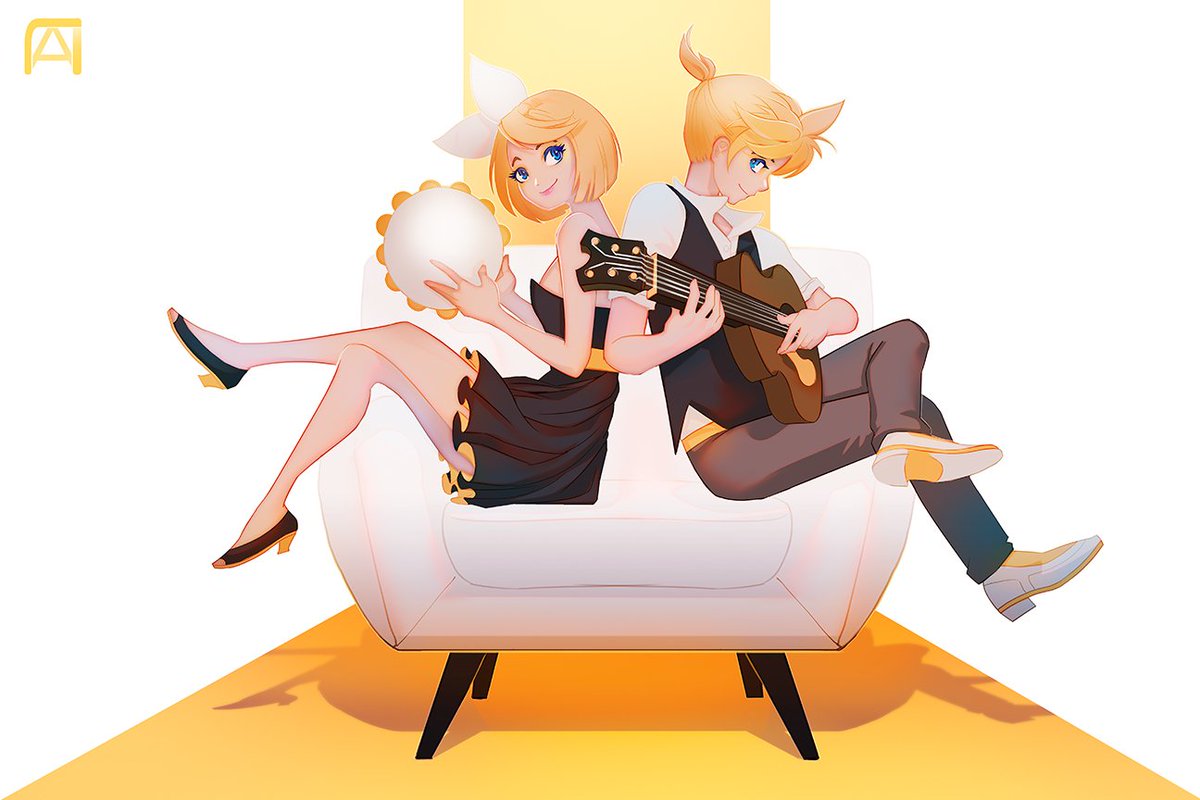 PerroneLia's tweet photo. Last pic of 2017! I wanted to get something done in time for Rin and Len's anniversary. Oh well! #vocaloid #rinlen10th #kagaminerin #kagaminelen https://t.co/KslgbiMA1m