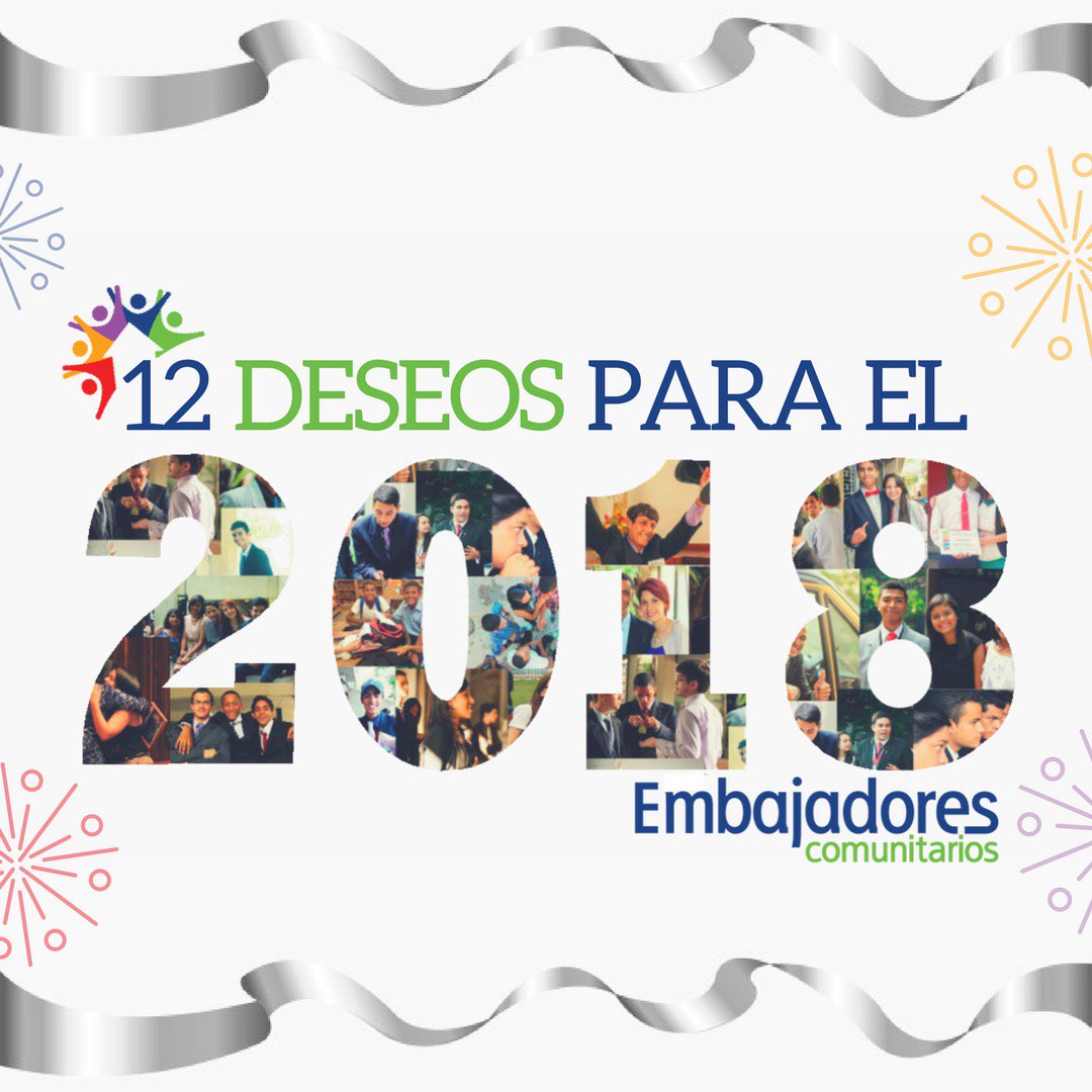 EmbComunitarios's tweet image. Desde Embajadores Comunitarios proyectamos nuestros deseos para tener el mejor año #FEC2018. ¿Y ustedes qué desean lograr el año próximo?Sigamos con la mejor energía. ¡Feliz año nuevo! 🌟