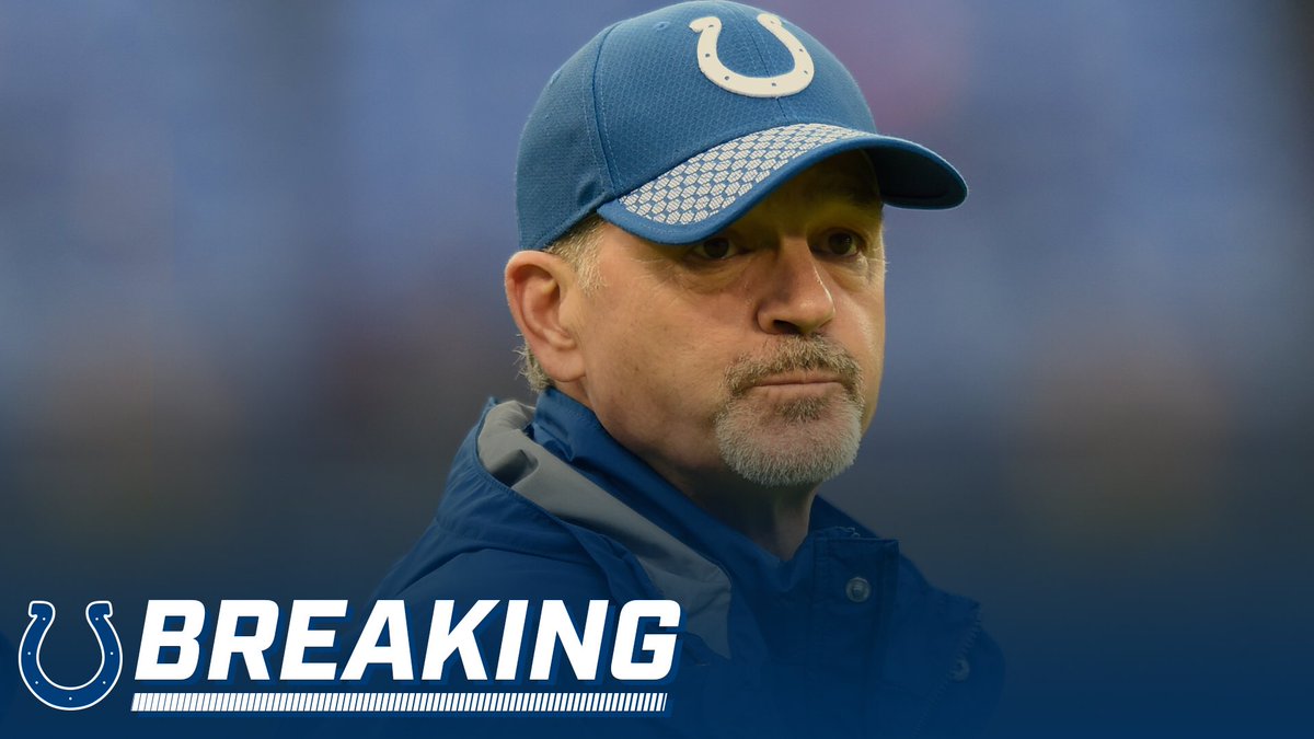 Colts's tweet photo. We have parted ways with Head Coach Chuck Pagano: https://t.co/E2GTrPaicI https://t.co/JRyLOuBbKH