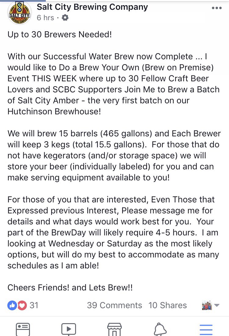 Brewing inaugural batch as Brew on Premise (Brew Your Own)