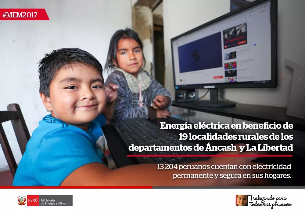 MinemPeru's tweet photo. ¡Buscamos mejorar la calidad de vida de más peruanos! El compromiso del Gobierno es que al 2021 todo el Perú tenga electricidad. #MEM2017 https://t.co/DvC3EOjrCJ