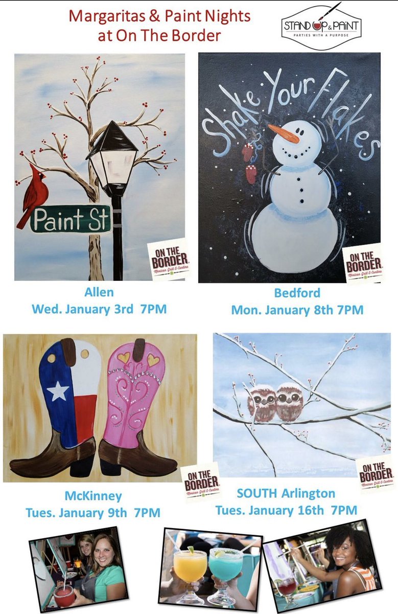 #Margaritas &amp; #PaintNight are back <a href="/ontheborder/">On The Border</a> in #2018 StandUpAndPaint.com #sipandpaint #NTX #mckinney #allen #arlington #bedford #dfw