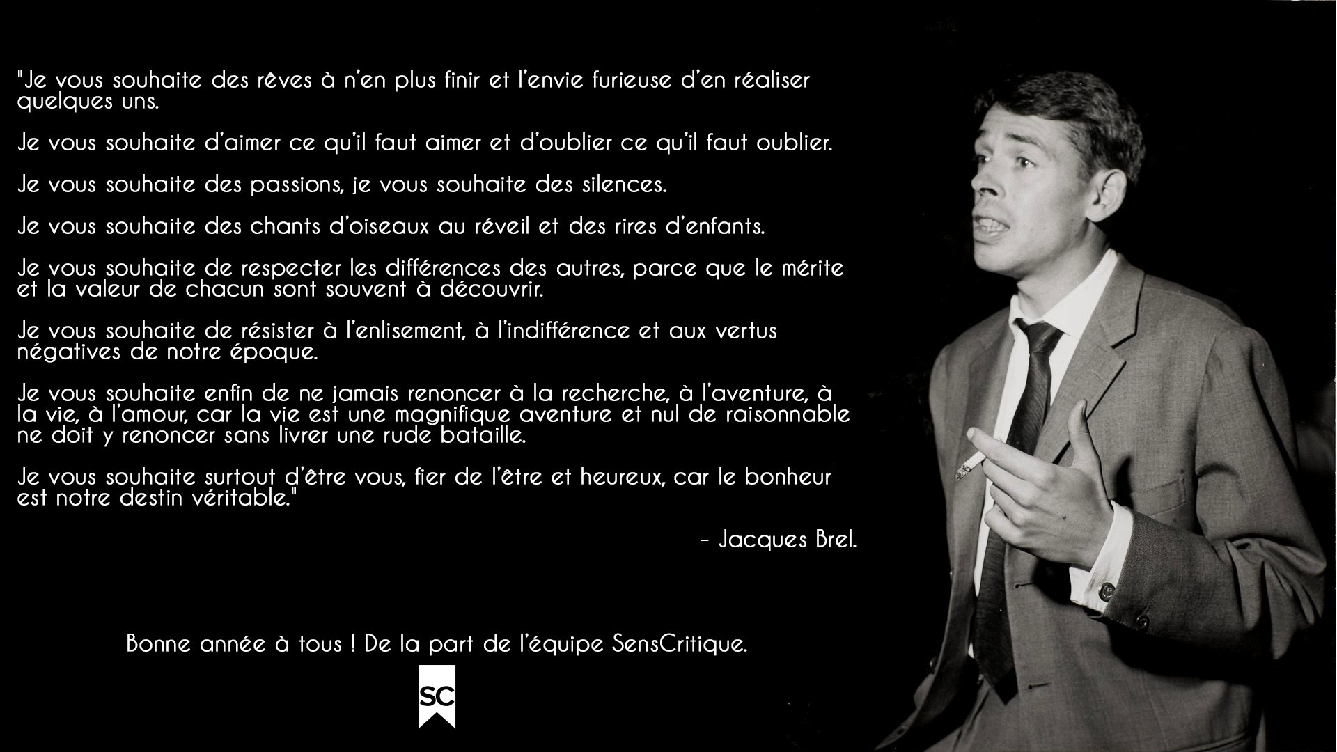 SensCritique on Twitter: "Les vœux de Jacques Brel, prononcés le 1er