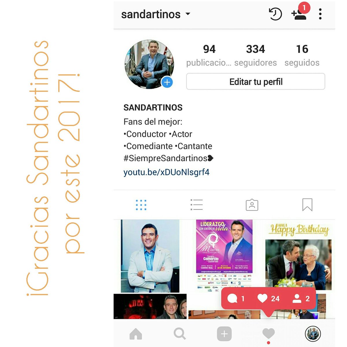 SANDARTINOS's tweet photo. ❤ agradecemos su apoyo a Héctor y a nuestras páginas tanto acá e instagram 🙏🏻🙌
¡Qué su 2018 sea mágico! #LoMejorEstaPorVenir 💫 #Sandartinos. https://t.co/mdrUBITKOI