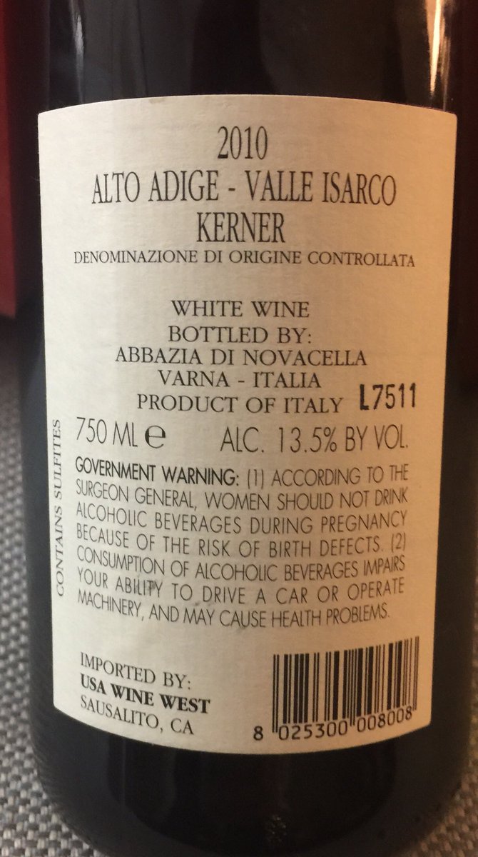Cerasuolo's tweet photo. This delightful white #wine soars! #Kerner from #AltoAdige #Italy #vino #HappyNewYear !! https://t.co/338ZN4zw3h