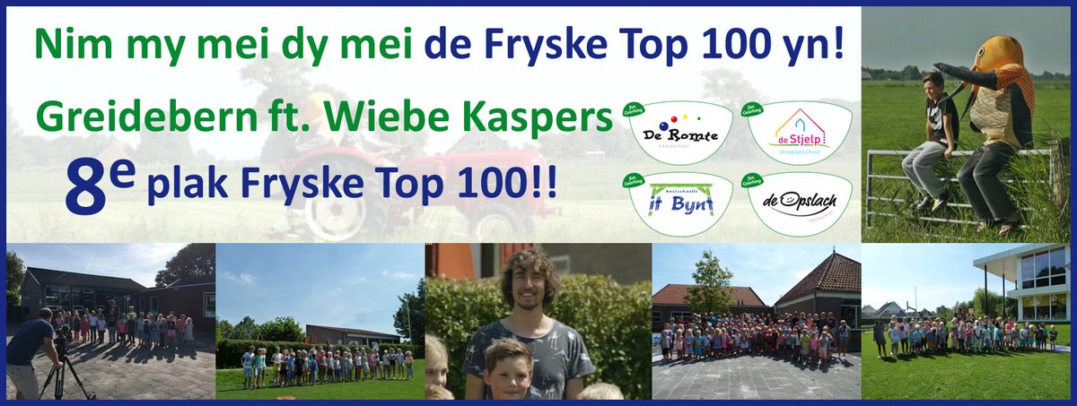 JAAAAA! TIGE, TIGE, TIGE GRUTSK!
'Nim my mei dy mei' van de Greidebern ft. @WiebeKaspers nieuw binnen op nr. 8 in de #FryskeTop100!

Dank voor ieders inzet, op welke manier dan ook!! Dank ook 'mienskip' voor jullie steun en stem! Een prachtige... facebook.com/GreidhoekeOT7/…