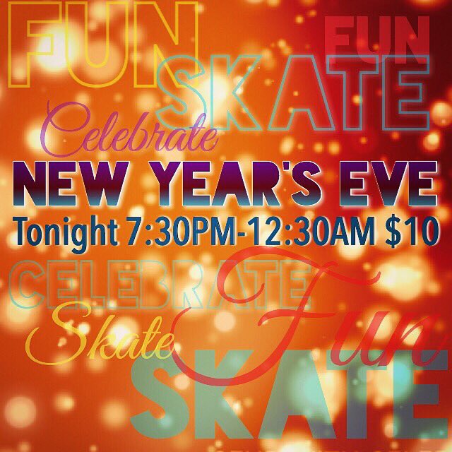 Looking for something for the whole family to do tonight?! Come celebrate the New Year 🎉 at Skateland! $10 includes admission, quad skate rental, slice of pizza or a hot dog &amp; a soda. Five hours of skate time! 7:30pm-12:30am. 🎉🎊